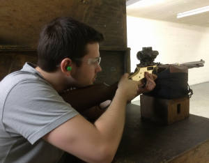Precision shooting session focusing on firearm safety and handling