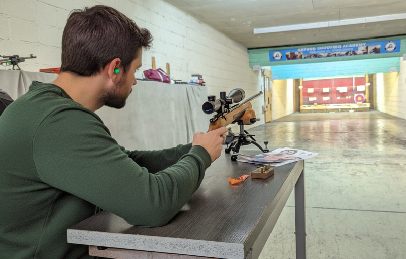 Precision shooting session focusing on firearm safety and handling